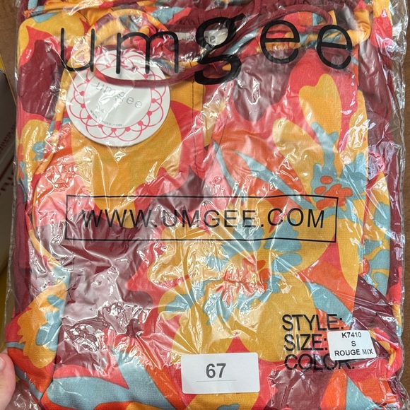 Umgee Floral Red Midi 1/2 Sleeve Tie Chest Dress Small NWT - Picture 2 of 4